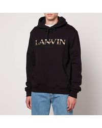 Lanvin - Curb Embroidered Logo Cotton Hoodie - Lyst