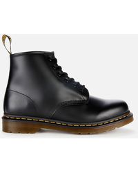Dr. Martens 101 Smooth Leather 6-eye Boots - Black