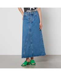 Ganni - High-waisted Denim Maxi Skirt - Lyst