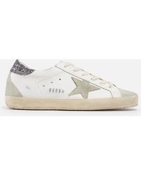 Golden Goose - Superstar Glitter Leather And Suede Trainers - Lyst