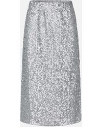 Stine Goya - Straight Sequinned Midi Skirt - Lyst