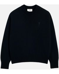 Ami Paris - De Coeur Embroidered Organic Cotton-Blend Knit Sweatshirt - Lyst