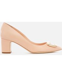 Rupert Sanderson New Clava Leather Block Heeled Court Shoes - Natural