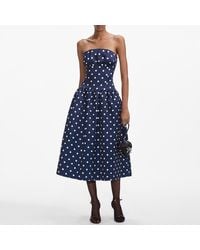 Self-Portrait - Polka Dot Satin Midi Dress - Lyst