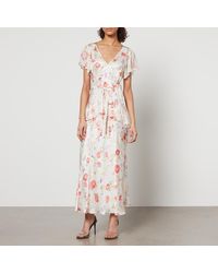RIXO London - Evie Floral-Print Satin Midi Dress - Lyst