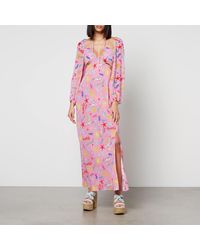 RIXO London - Kamilla Printed Silk-Chiffon Midi Dress - Lyst