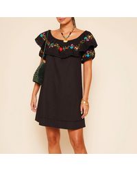 RIXO London - Saige Floral-Embroidered Cotton-Poplin Mini Dress - Lyst