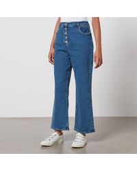 PS by Paul Smith - Cotton-Blend Cropped Wide-Leg Jeans - Lyst