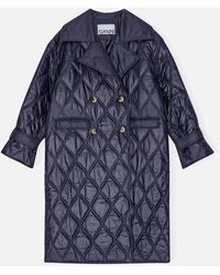 Ganni - Shiny Quilted Shell Coat - Lyst