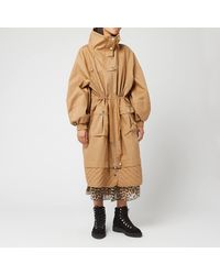 Ganni Double Cotton Coat - Natural