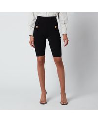 Balmain High Waisted Knitted Cycling Shorts - Black
