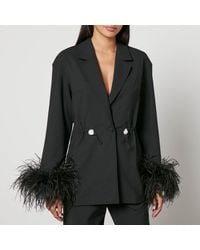 Sleeper - Girl With Pearl Feather-Trimmed Crepe Blazer - Lyst