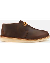 Clarks Desert Trek Leather Shoes - Brown