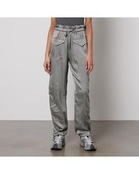 Ganni - Ecovero-Blend Washed-Satin Cargo Trousers - Lyst