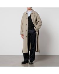 Ami Paris - Long Belted Wool And Cashmere-blend Coat - Lyst