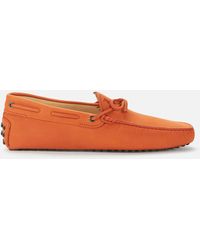 Tod's Gommini Nubuck Driving Shoes - Orange