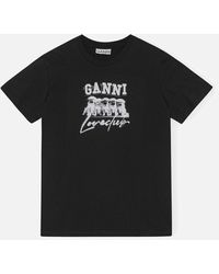 Ganni - Puppy Love Logo-Print Cotton-Jersey T-Shirt - Lyst