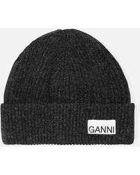 Ganni - Light Structured Rib Knit Beanie - Lyst