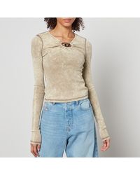 DIESEL - T-Respec Ribbed Cotton-Blend Long Sleeve Top - Lyst