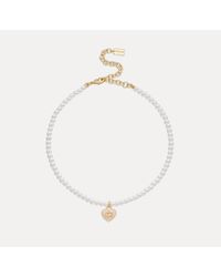 COACH - C Heart Gold-plated Faux Pearl Choker Necklace - Lyst