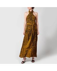 Proenza Schouler Snakeprint Crepe Cross Front Dress - Brown