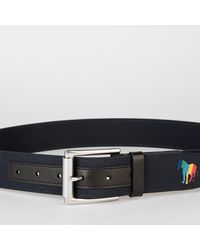 PS by Paul Smith - Zebra Leather-trimmed Canvas Belt - Lyst