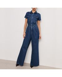 GOOD AMERICAN - Fit For Success Pleated Denim Jumpsuit - Lyst