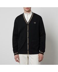 Fred Perry - Contrast-Tipped Cotton-Piqué Cardigan - Lyst