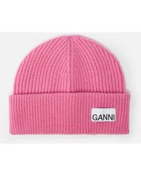 Ganni - Light Structured Rib-knit Beanie - Lyst