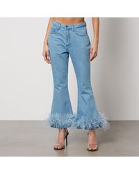 Marques'Almeida - Feather-Trimmed Denim Flared Jeans - Lyst