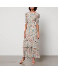 RIXO London - Evelyn Floral Print Silk Georgette Dress - Lyst