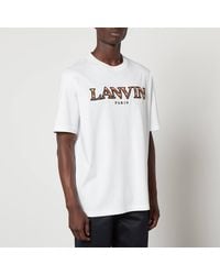 Lanvin - Curb Logo-Embroidered Cotton-Jersey T-Shirt - Lyst