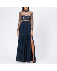 Self-Portrait Star Tulle Embellished Maxi Dress - Blue