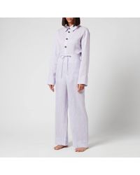 Sleeper Unisex Linen Pajama Set With Pants - Purple