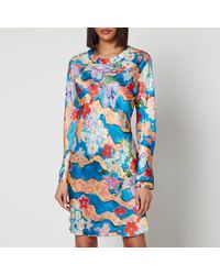 Marni - Floral-print Rayon-satin Mini Dress - Lyst