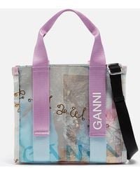 Ganni - Tech Small Recycled Canvas Tote Bag - Lyst