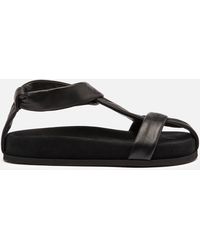Neous Proxima Leather Flat Sandals - Black
