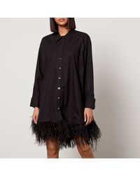 Marques'Almeida - Feather-Trimmed Organic Cotton Shirt Dress - Lyst