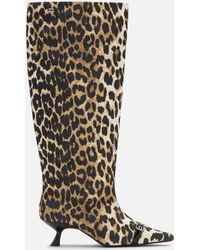 Ganni - Animal Print Fabric Boots - Lyst