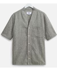 Wax London - Faro Linen And Cotton-Blend Baseball Shirt - Lyst