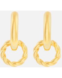 Astrid & Miyu Rope Charm Hoops In Gold - Metallic