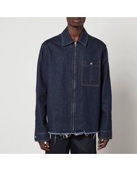 Lanvin - Zipped Cotton Denim Shirt - Lyst