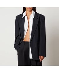 Alexander Wang - Drapey Crepe Oversized Blazer With Cotton-Poplin Shirt - Lyst