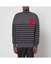 Ami Paris - De Coeur Striped Wool Turtleneck Jumper - Lyst