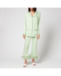 Sleeper Party Pajama Set With Feathers - Green