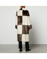 Save 50% Stand Studio Faux-fur Button Coat in Natural Womens Coats Stand Studio Coats 
