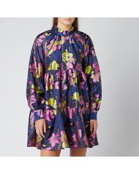 Stine Goya Jasmine Daffodil-print Jacquard Mini Dress - Blue