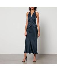 RIXO London - Estella Silk-Satin Midi Dress - Lyst