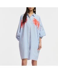 Essentiel Antwerp - Frilled Embellished Cotton-Poplin Shirt Dress - Lyst
