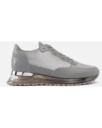 Mallet Popham Gas Leather And Satin Running-style Sneakers - Grey